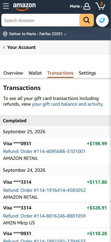 James' Amazon refund evidence